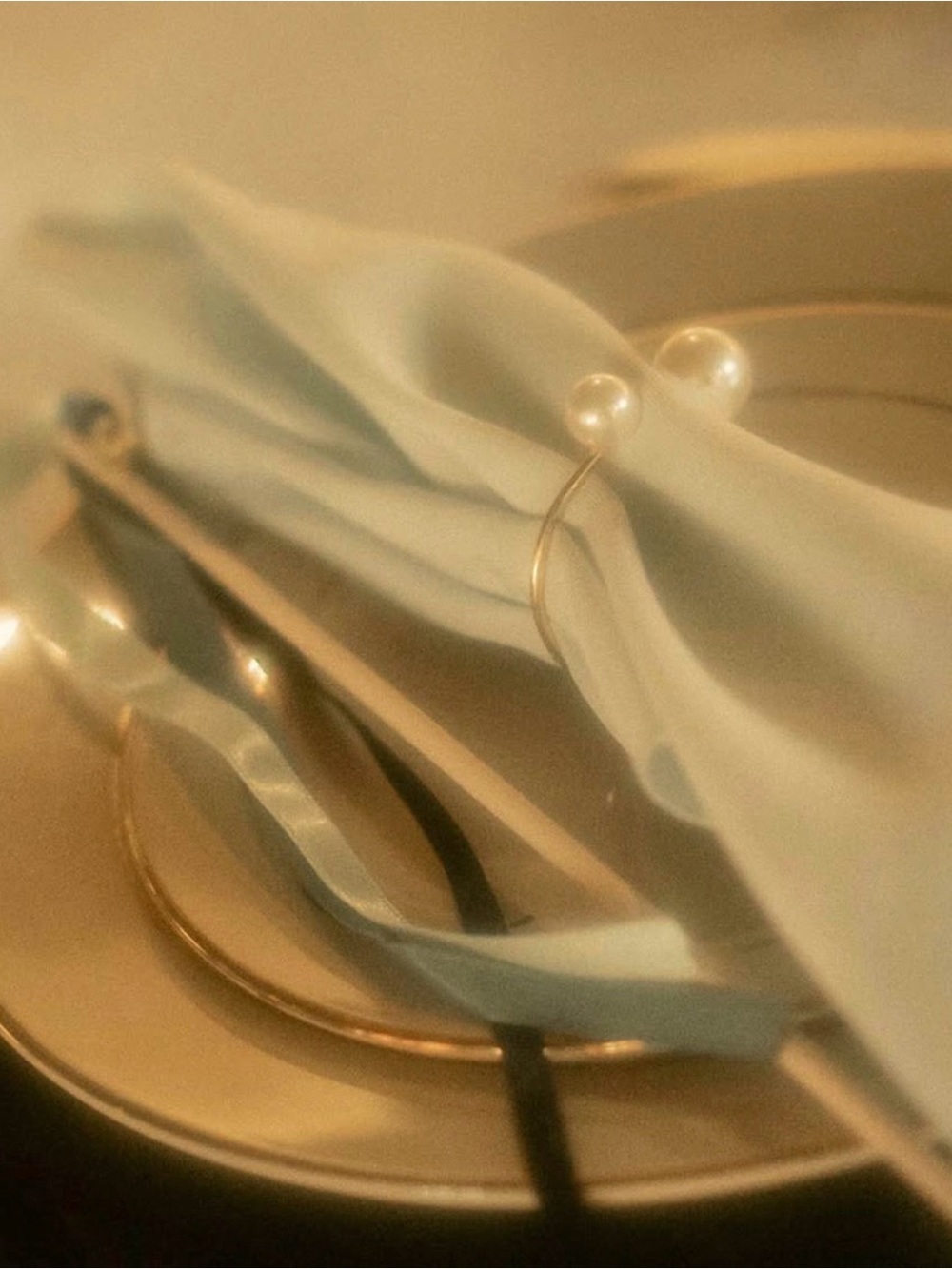 65+ Gold Napkin Rings with Pearl Accents
